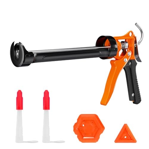 Holothurian Caulking Gun, No-Drip Hand Caulk gun, Silicone Gun with Comfort Grip, 1/10 Gallon Cartridge, 12:1 Thrust Ratio, Built-in Seal Puncture Tool, and Two Nozzles and Scraper - Image 1