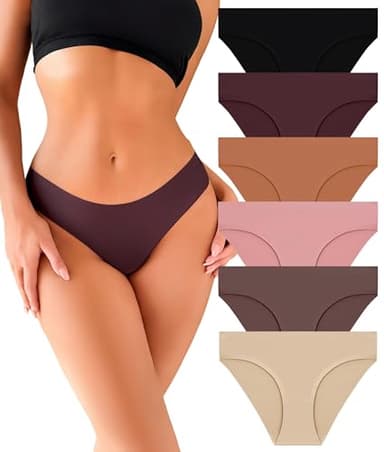 Seamless Underwear for Women Soft No Show Panties Sexy High Cut Invisible Hipster Silky Cheeky Ladies Bikini 6 Pack - Image 1