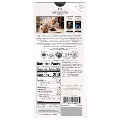 Lindt EXCELLENCE 90% Cocoa Dark Chocolate Bar, Christmas Candy, 3.5 oz. (12 Pack) - Image 3