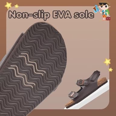 Torotto Toddler Kids Sandals Boys Girls Cork Footbed Sandals with Adjustable Buckle Casual Slides Open Toes Flat(LHJ385/Brown,23) - Image 5