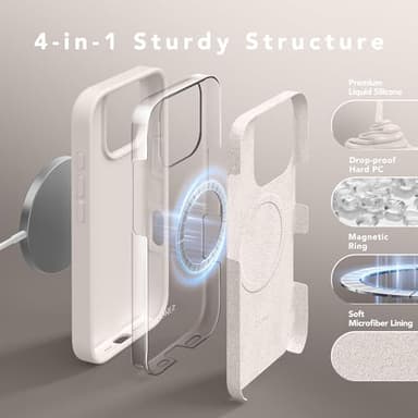 GONEZ Magnetic for iPhone 16 Pro Case, Compatible with MagSafe, [Screen Protector + Camera Lens Protector], Silicone Shockproof Anti-Scratch Protective Phone Case 6.3 inch, Stone - Image 8