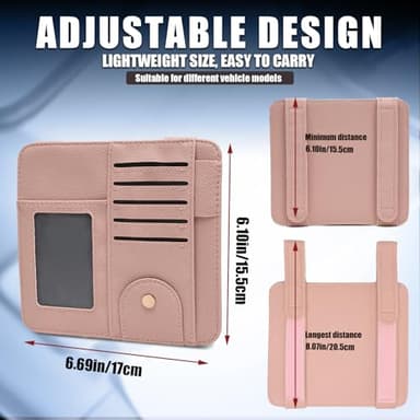 Peisicne Visor Organizer, Pink Sunglass Holder For Car, Sunvisor Organizers with Multiple Pockets and Picture Frame, Essential Car Interior Accessories for Women and Men - Image 6