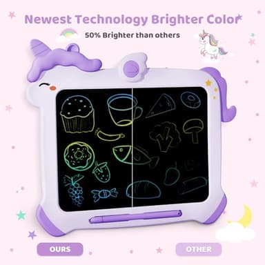Kikapabi LCD Writing Tablet for Kids, Unicorn Toys Gifts for 3 4 5 6 7 Year Old Girls, Colorful Drawing Doodle Board, Toddler Educational Travel Toys Christmas Birthday Purple - Image 7