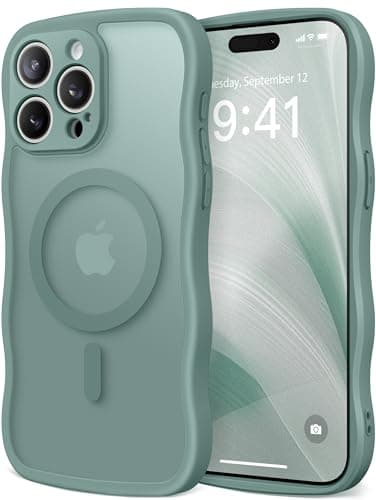 CAPRARO Cute for iPhone 15 Pro Max Case, Compatible with MagSafe, [Curly Wave Edge] [Full Camera Protection] [14 FT Drop Protection] Magnetic Phone Case for 15 Pro Max 6.7 Inch, Midnight Green - Image 1