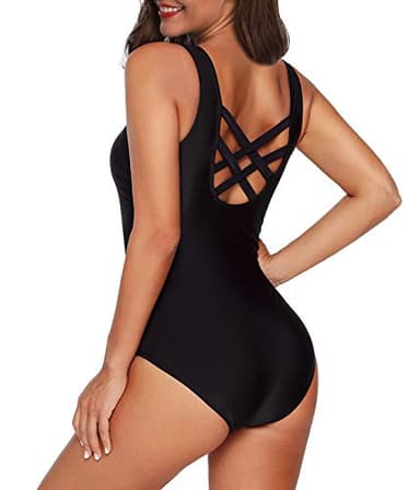 Women's One Piece Swimsuits for Women Athletic Training Swimsuits Swimwear Racerback Bathing Suits for Women B Black Small (fits Like US 2-4) - Image 2
