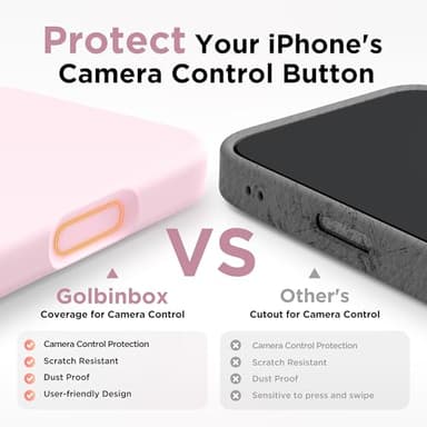 GolbinBox Magnetic for iPhone 17 Pro Max Case, Compatible with MagSafe, [Full Camera Protection] [Screen Protector], Silicone Shockproof Phone Cover with Anti-Scratch Microfiber Lining, Chalk Pink - Image 3