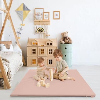 Stylish Vegan Leather Baby Play Mat - Soft, Easy to Clean Floor Mat Creates A Safe Play Area for Your Baby - The Perfect Modern Foam Playmat Fits Nicely with Your Kids Playroom Or Home Decor - Image 8