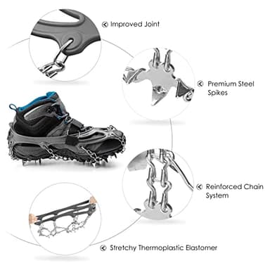 Crampons Ice Cleats Traction Snow Grips for Boots Shoes Women Men Anti Slip 19 Stainless Steel Spikes Safe Protect for Hiking Fishing Walking Climbing Mountaineering - Image 3