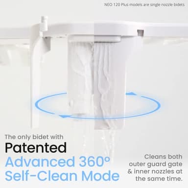 LUXE Bidet NEO 185 Plus - Dual Nozzle, Non-Electric Bidet Attachment for Toilet Seat, Patented Slide-In Install, 360° Self-Clean, EZ-Lift to Clean, Feminine & Rear Wash (Chrome) - Image 5