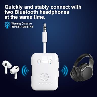 Premium Bluetooth 5.4 Transmitter, Airplane Wireless Adapter, Supports 2 AirPods/Headphones, Bluetooth Transmitter for TV, Airplane, Gym, with aptX Adaptive & Low Latency - Image 8