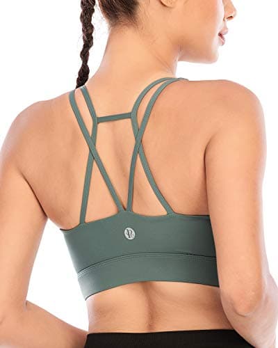 RUNNING GIRL Sports Bras for Women Backless Padded Sports Bra Tank Top Long Line Gym High Impact Sports Bra Push up(WX2569Ash Green,S) - Image 1