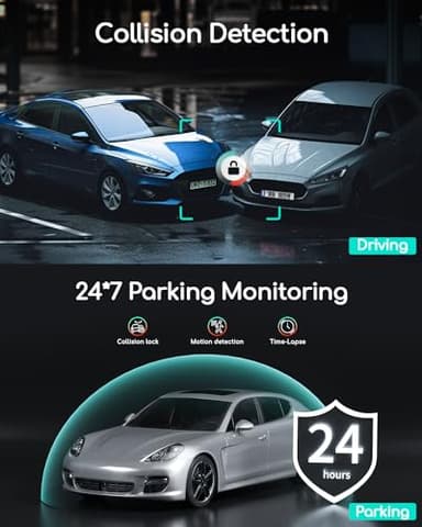 COOAU Dual Dash Cam 2.5K+1080P, Dash Cam Front and Inside, Built-in GPS and WI-FI, Dash Camera for Cars, Perfect for Uber and Taxi Drivers, Night Vision, Accident Record, 24Hr Parking Mode - Image 8