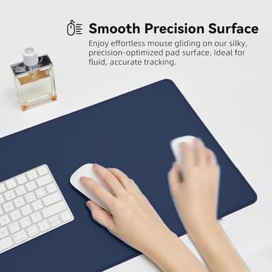 Reniteco Waterproof Large Gaming Mouse Pad with Durable Stitched Edges, Non-Slip Rubber Base, Smooth Surface Mouse Mat Desk Pad for Home Office Gaming, 27.5"x11.8"x0.12", Dark Blue - Image 3