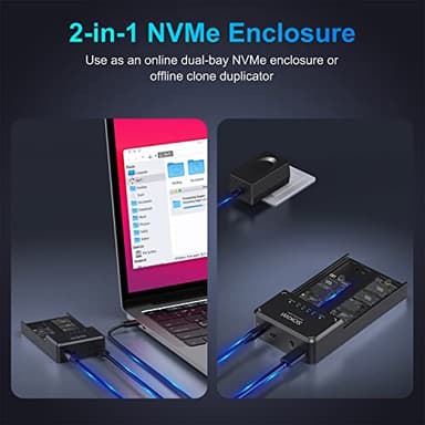 NVMe M.2 Duplicator Dual-Bay Offline Clone Tool-Free, Sokiwi 10Gbps NVMe Docking Station with Cooling Fan,NVMe M.2 SSD Enclosure for NVMe PCIe Size 2230/2242/2260/2280(up to 8TB) - Image 3