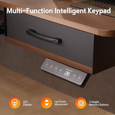 WALKINGDESK 63 Inches Electric Standing Desk with Keyboard Tray, Height Adjustable Sit to Stand Table with 2 Drawers, Ergonomic Home Office Desk with Storage Shelf, Computer Table, Black Walnut - Image 8