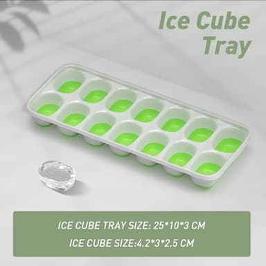 ChefAide Ice Cube Tray with Lid, 4 Packs 56 Cubes Durable Stackable Ice Cube Trays for Freezer with Removable Lids, Easy-Release Plastic & Silicone Ice Tray for Cocktail, Coffee - Image 2