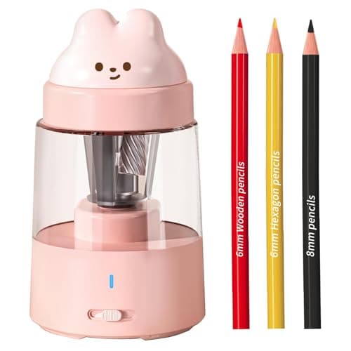 ZMOL Electric Pencil Sharpeners, Colored Pencil Sharpener for Kids, Auto Stop, Rechargeable Pencil Sharpener for Battery Powered Cute No.2/Colored Pencils (6-8mm), Classroom/Office/Home (Pink) - Image 1