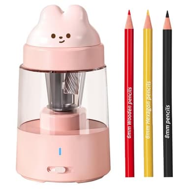 ZMOL Electric Pencil Sharpeners, Colored Pencil Sharpener for Kids, Auto Stop, Rechargeable Pencil Sharpener for Battery Powered Cute No.2/Colored Pencils (6-8mm), Classroom/Office/Home (Pink) - Image 1