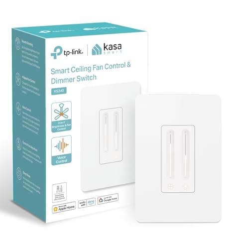 Kasa Smart Ceiling Fan Control & Dimmer Switch | Adjustable 4-Speed Fan & Brightness Control | Works w/Apple HomeKit, Alexa & Google Home | 2.4G Wi-Fi Only, Single Pole, Neutral Wire Required | KS240 - Image 1