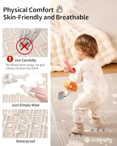 Joypony Baby Play Mat 79x 71 Inch, Extra Large Foldable Play Mats for Babies and Toddlers, Waterproof & Anti-Slip Portable Baby Floor Mat for Tummy Time, Non Toxic Foam Play Mat for Floor Travel Bag - Image 5