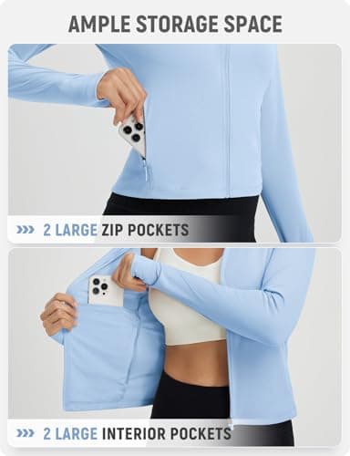 baleaf Women's UPF 50+ Sun Shirts SPF UV Protection Jacket Lightweight Quick Dry Long Sleeve Rash Guard for Outdoor Hiking Light Blue M - Image 4