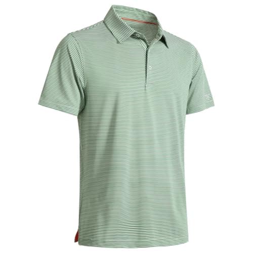 Mens Golf Shirts Moisture Wicking Dry Fit Short Sleeve Performance Sport Stripe Golf Polo Shirts for Men - Image 1
