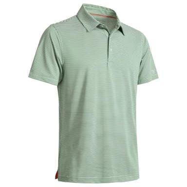 Mens Golf Shirts Moisture Wicking Dry Fit Short Sleeve Performance Sport Stripe Golf Polo Shirts for Men - Image 1