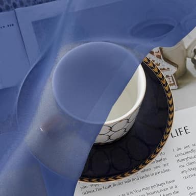 Aiyufeng Royal Blue Sheer Curtains 84 Inches Long 2 Panels Set, Semi Transparent Voile Rod Pocket Blue Sheer Window Drapes for Bedroom Bed Canopy Dining Wedding Party Backdrop, 40W x 84L inch - Image 4