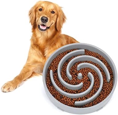 Slow Feeder Large Dog Bowls for Large Medium Dog Non Slip Maze Puzzle Bowl Pet Slower Food Feeding Dishes Interactive Bloat Stop Dog Bowl Preventing Choking Healthy Dog Bowl, Light Gray - Image 3