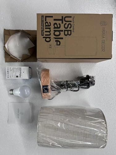 Yarra-Decor Bedside Table Lamp with USB Port - Touch Control for Bedroom Wood 3 Way Dimmable Nightstand Lamp with Round Flaxen Fabric Shade for Living Room, Dorm, Home Office (LED Bulb Included) - Image 8