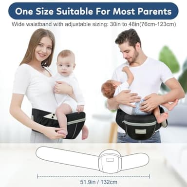 Safotad Baby Carrier with Hip Seat, Ergonomic Front Carrier for Newborns & Toddlers, Adjustable Waistband with Strong Support, Large Pocket Design, Black - Image 6
