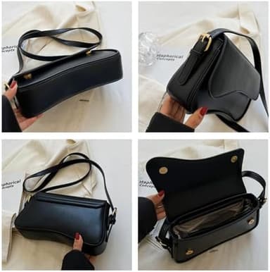 Shoulder Bag for Women Y2K Trendy Purse Vegan Leather Hobo Handbags Clutch Saddle Bag with 2 Removable Strap - Image 6