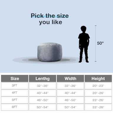 EDUJIN 3 ft Bean Bag Chair: 3' Memory Foam Bean Bag Chairs for Adults/Teens with Filling,Ultra Soft Dutch Velvet Cover, Round Fluffy Lazy Sofa for Living Room - 3Foot,Black - Image 3