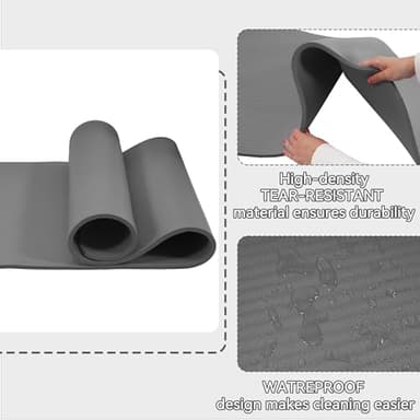 Fitvids All Purpose 1/2-Inch Extra Thick High Density Anti-Tear Exercise Yoga Mat with Carrying Strap, Gray - Image 3