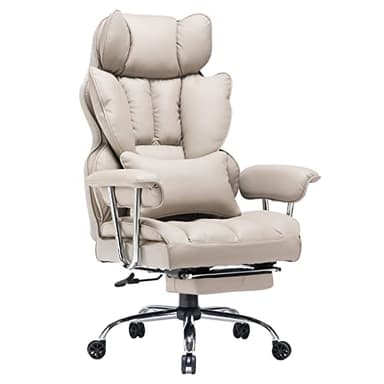 Efomao Big and Tall Office Chair 400lbs – PU Leather Executive Office Chair with Lumbar Support & Leg Rest, Heavy-Duty Computer Chair for Home Office, Grey - Image 9