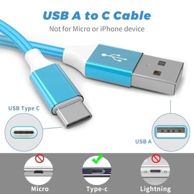 USB to USB C Cable, 6Pack(3/6/10ft) Type C Charger Fast Charging Cord 3.1A Colourful Nylon Braided Android Charger USB C Cable for iPhone15/16 Pro Max Plus,Samsung Galaxy,Google Pixel,LG,Hawei - Image 2