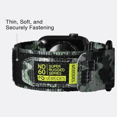 Nereides Compatible with Apple Watch Series 10 Band Series 9/8/7/6/5/4/SE/SE2/SE3, Nylon Sports Strap with Woven Design for 42mm/40mm/41mm/38mm (L, Green Came) - Image 5
