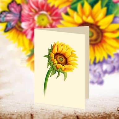 Airpark Pop Up Flower Card, 3D Paper Flowers Bouquet – Sunflowers, Birthday, Mother’s Day, Teacher Appreciation, Get Well Greeting Cards with Note Card & Envelope - Image 4
