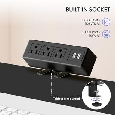 FLEXISPOT EN2 Whole-Piece Standing Desk with Clamp Power Strip, 60 x 24 Electric Stand Up Height Adjustable Desk with Cable Management (Black Frame + 60" Black Top, 2 Packages) - Image 4