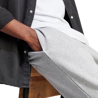 adidas Men's Essentials Fleece Tapered Cuff Big Logo Pants, Medium Grey Heather - Image 5