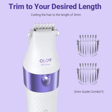 Bikini Trimmer for Women, IPX7 Waterproof Wet & Dry Electric Razors for Women, Bikini Legs Underarm Pubic Hairs Rechargeable Electric Shaver with 2 Trimmer Heads and Travel Razors - Image 7