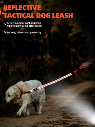 Heavy Duty Double-Handle Dog Leash with Reflective Design,4~6FT No-Pull Dog Leash for Medium to Large Dogs,Traffic Handle and Retractable Car Safety Harness with Elastic Bungee Leash. - Image 3