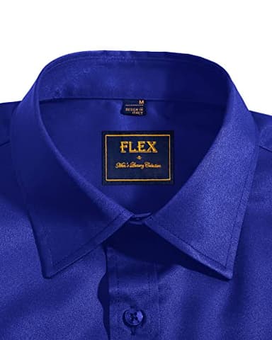 Alimens & Gentle Mens Short Sleeve Dress Shirts Wrinkle Free Solid Casual Button Down Shirts with Pocket, Royal Blue, Large - Image 3