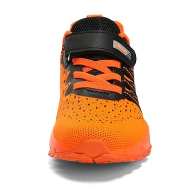 Kids Sneakers for Boys Girls Running Tennis Shoes Lightweight Breathable Sport Athletic Black Orange Size US 13 Little Kid - Image 4