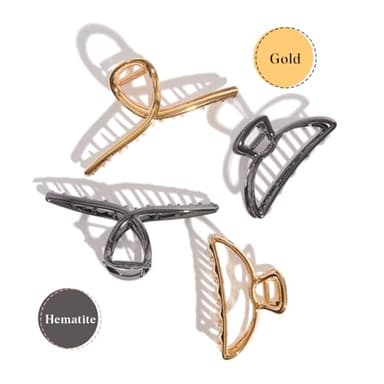 Kitsch Metal Hair Clips for Women - Durable & Elegant Metal Claw Clips, Perfect for Everyday Use & Special Occasions | Ideal Gifts for Women - Gold & Hematite - 4 Pieces - Image 7