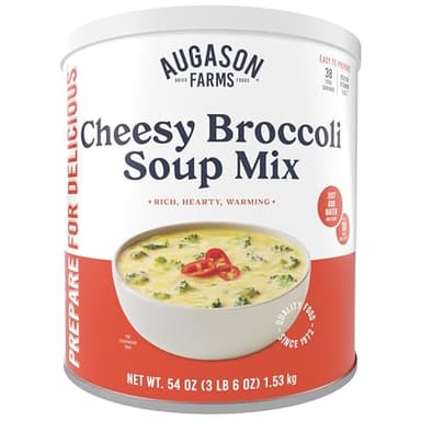 Augason Farms Cheesy Broccoli Soup Mix Can, Emergency Food Supply, Everyday Meals, 38 Servings - Image 1