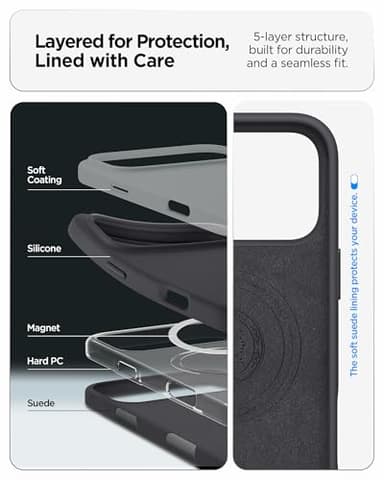 Spigen for iPhone 17 Pro Max Case, Silicone Fit MagFit [Compatible with MagSafe] - Black - Image 7