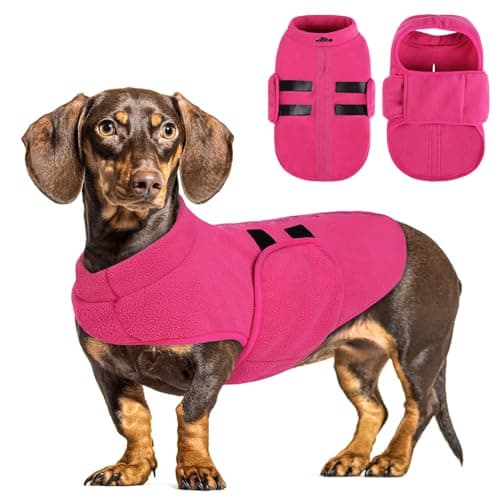 Queenmore Soft Fleece XXL Dog Sweater, Warm Winter Jacket with Leash Hole, Dachshund Cats & Doggy to Boy or Girl, (Pink, XXL) - Image 1
