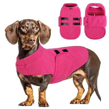 Queenmore Soft Fleece XXL Dog Sweater, Warm Winter Jacket with Leash Hole, Dachshund Cats & Doggy to Boy or Girl, (Pink, XXL) - Image 1