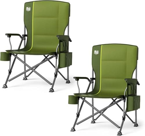 TIMBER RIDGE Oversized Folding Camping Chair High Back Heavy Duty for Adults Support up to 500lbs with Cup Holder, Side Pocket Cooler Bag 2 Pack - Image 1